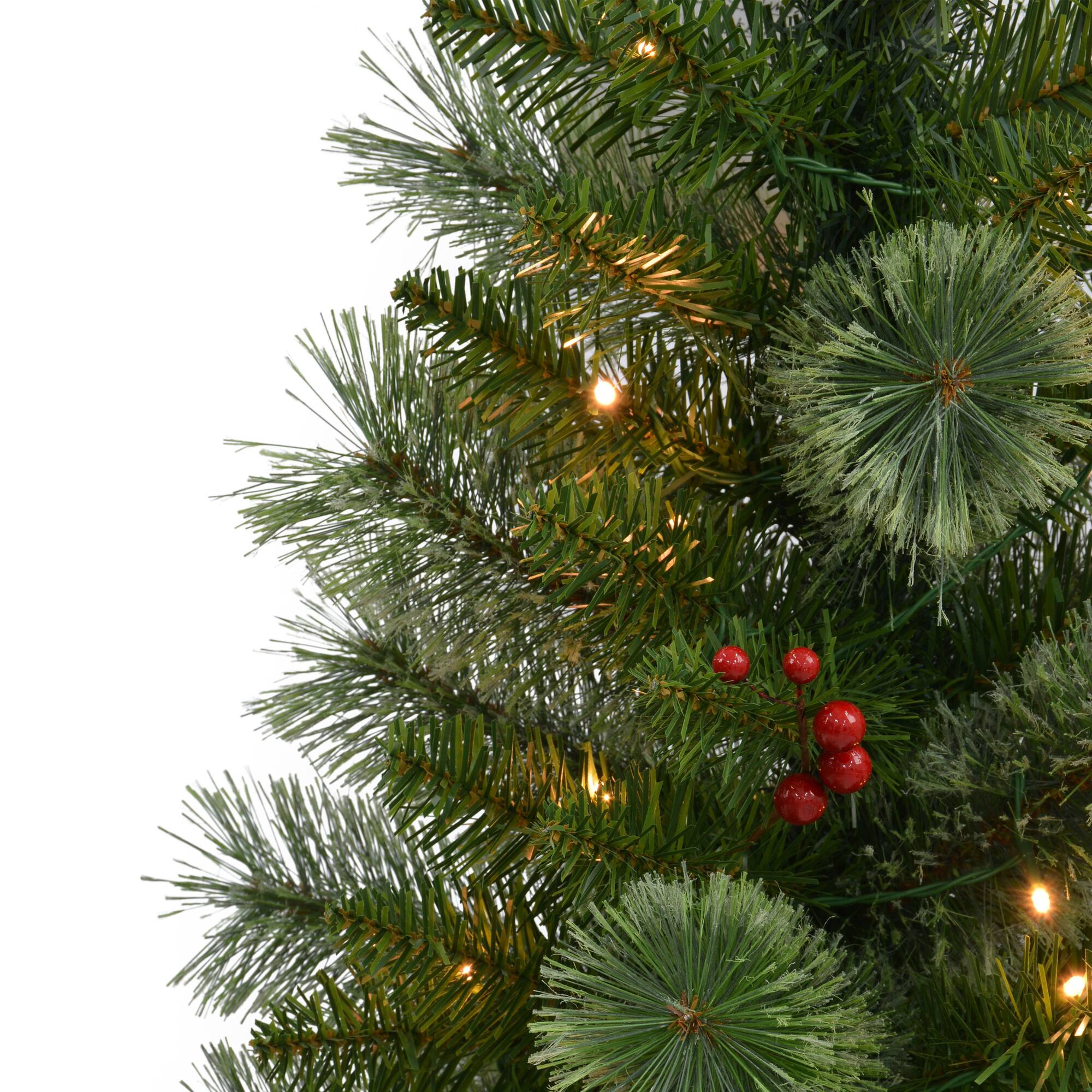 3.5ft. Pre-Lit Cashmere Potted Artificial Christmas Trees with Berries, 2ct.